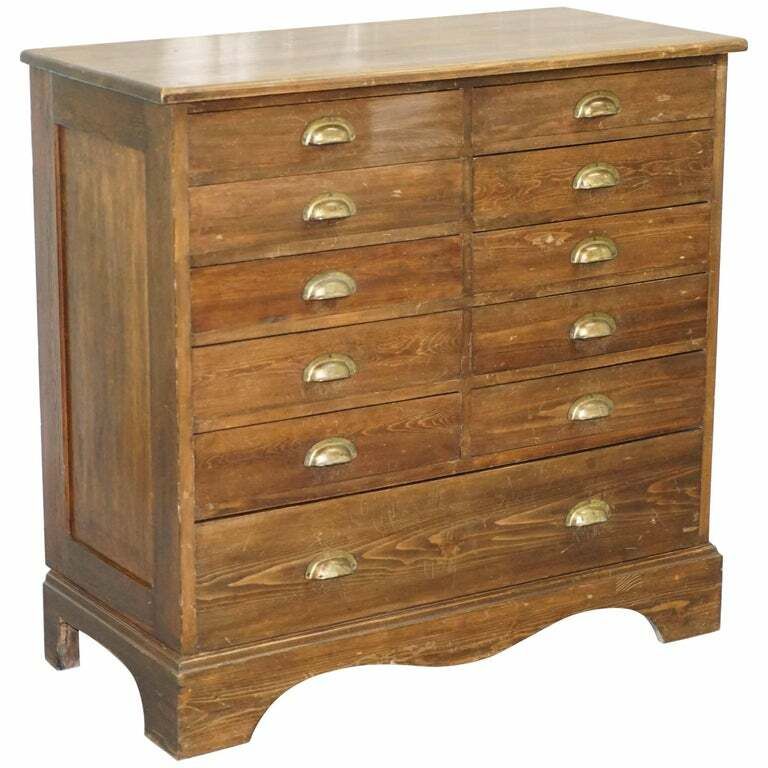 Very Rare Large Victorian Photographers Chest Bank Of Drawers Collectors Chest