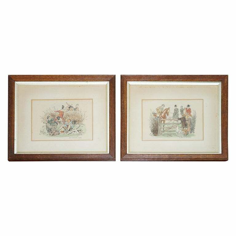 Pair Of 1894 Watercolour Paintings By H Brock Univited Guest, A Lion In The Path