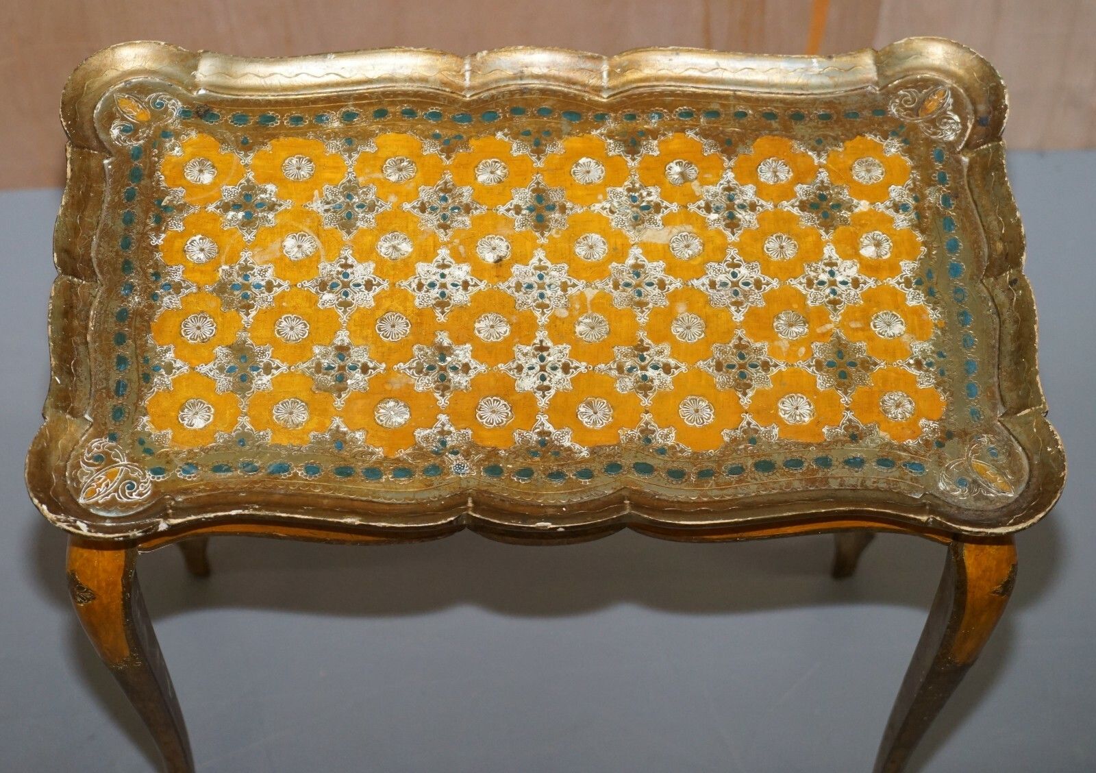 Nest Of Three G Serraglini Firenze Tables Made In Italy Hand Painted Distressed photo Furniture