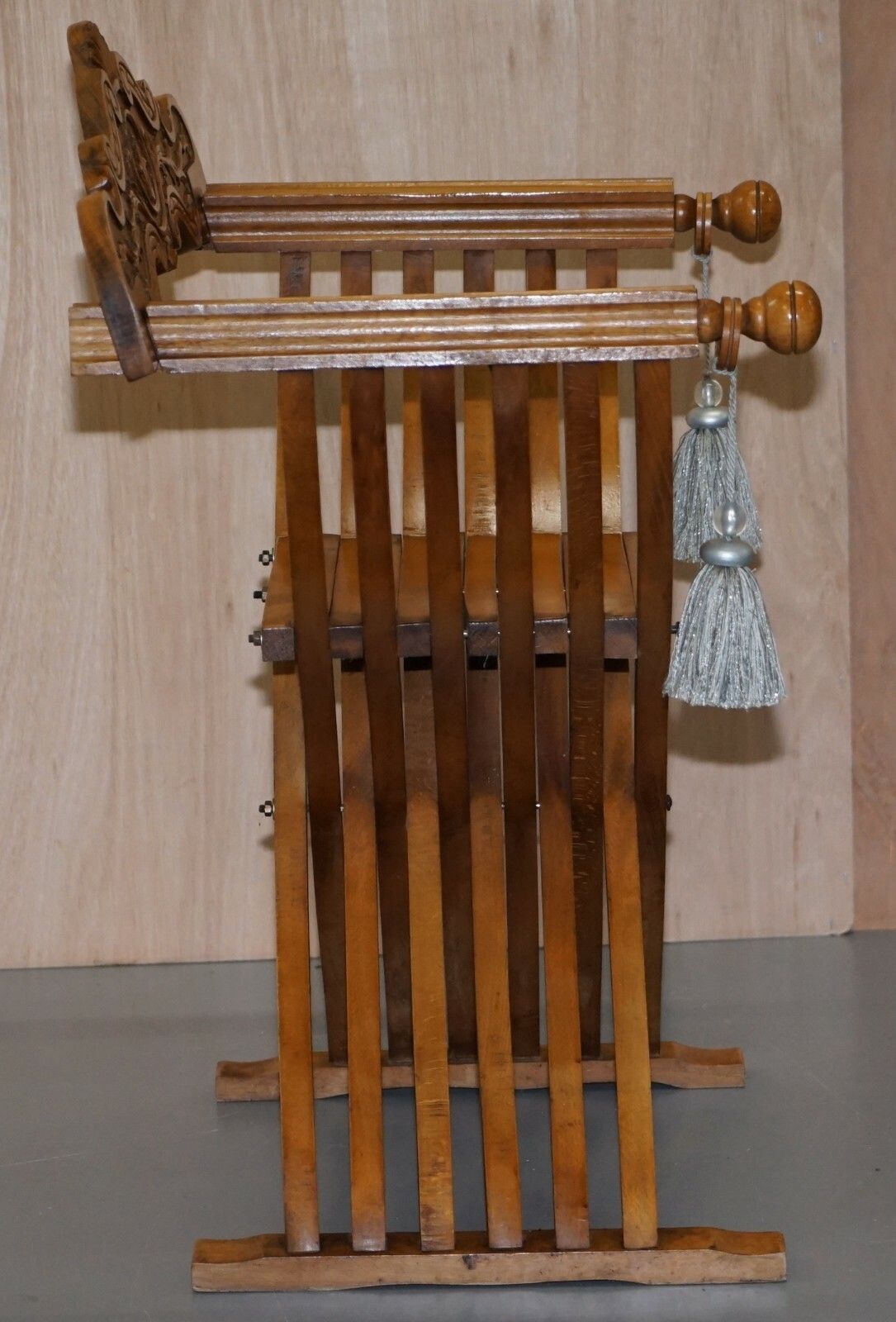 photo furniture One Two Folding Savonarola Armchairs With Silk Hanging Tassels Well Carved