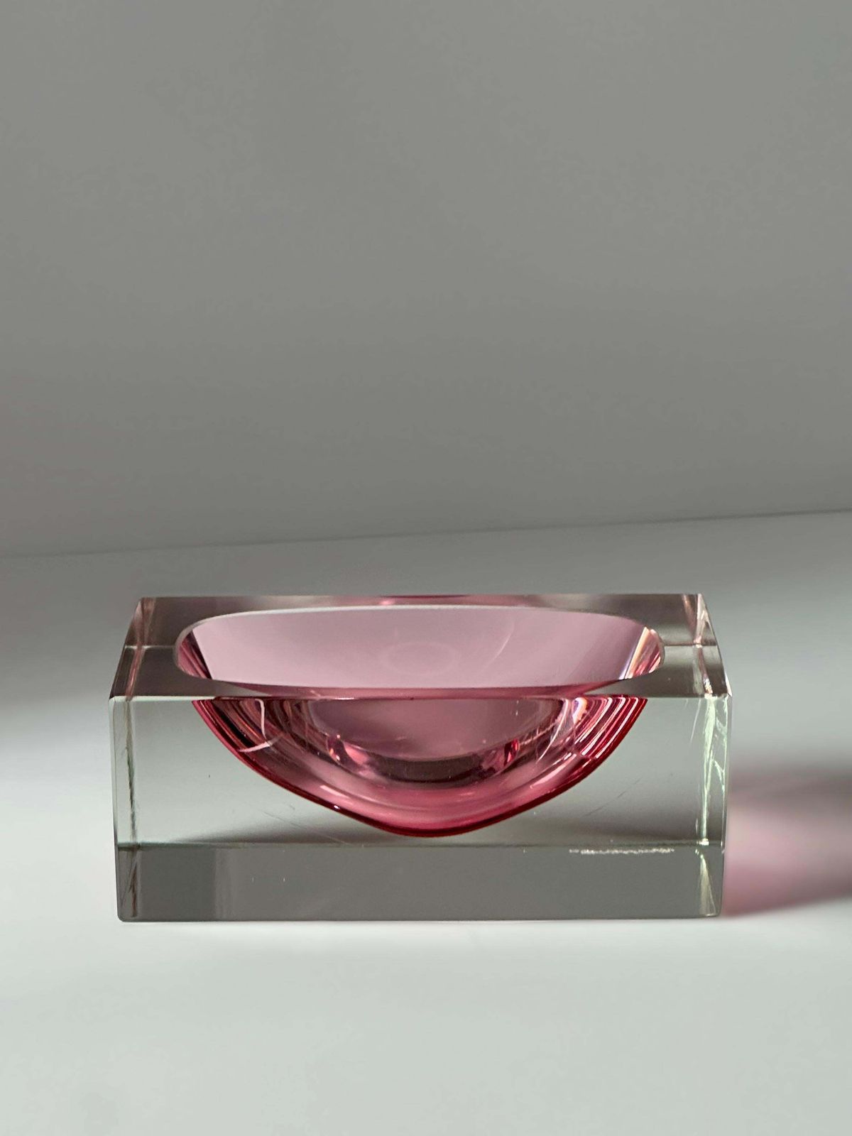 1980s Murano Pink Sommerso Glass Faceted Bowl, Mandruzzato, Italy photo vintage