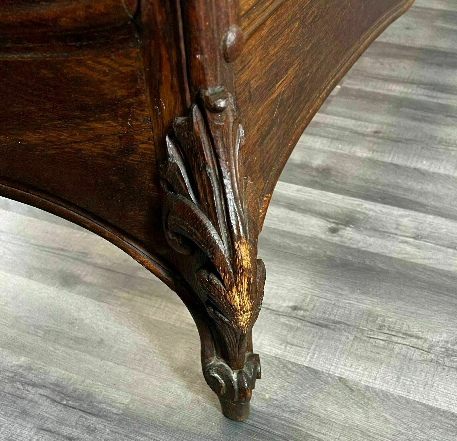 Amazing Rare Carved French Antique Double Bed (Lot 2968) photo vintage