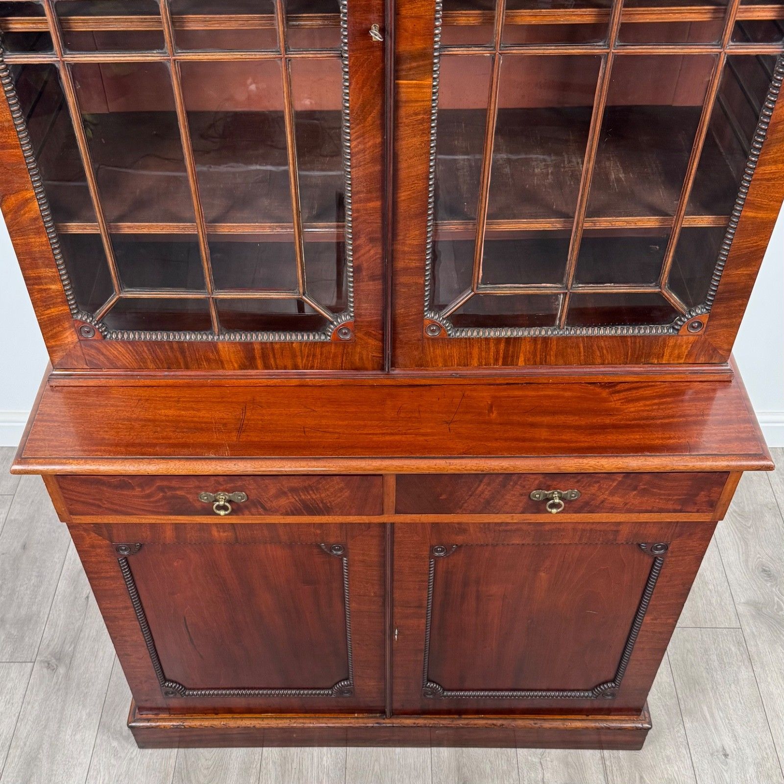 Furniture Antique 19th Century Regency Style Bookcase In Mahogany photo