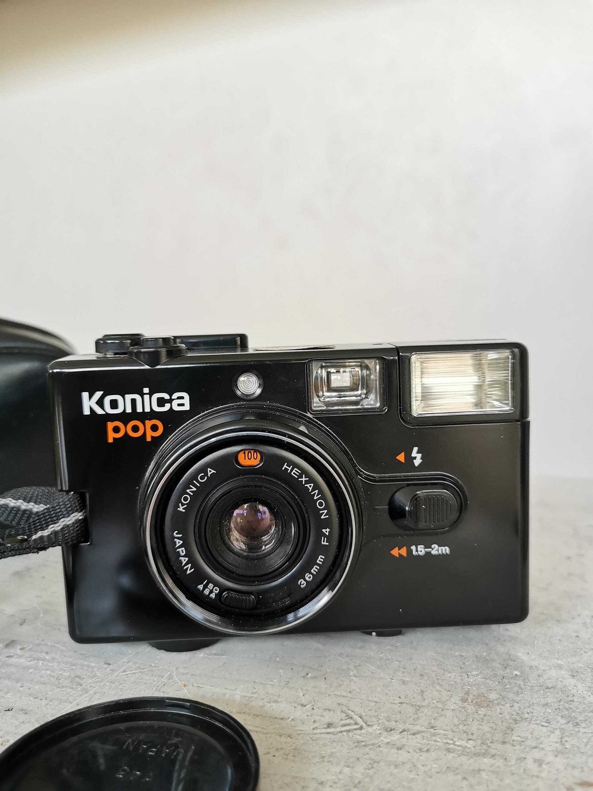 Konica Pop 35mm Film Camera With Hexanon Lens – 1980s Point And Shoot With Case And Cap photo Home Decor