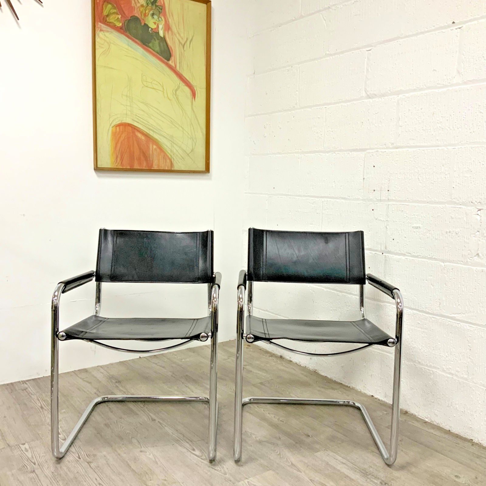 A Pair Of Original Fasem S34 Mart Stam Marcel Breuer Dining Office Chair  Dated 1986 photo furniture