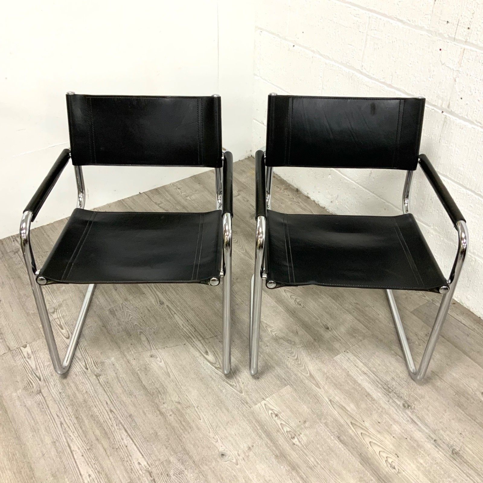 A Pair Of Original Fasem S34 Mart Stam Marcel Breuer Dining Office Chair  Dated 1986 photo for sale