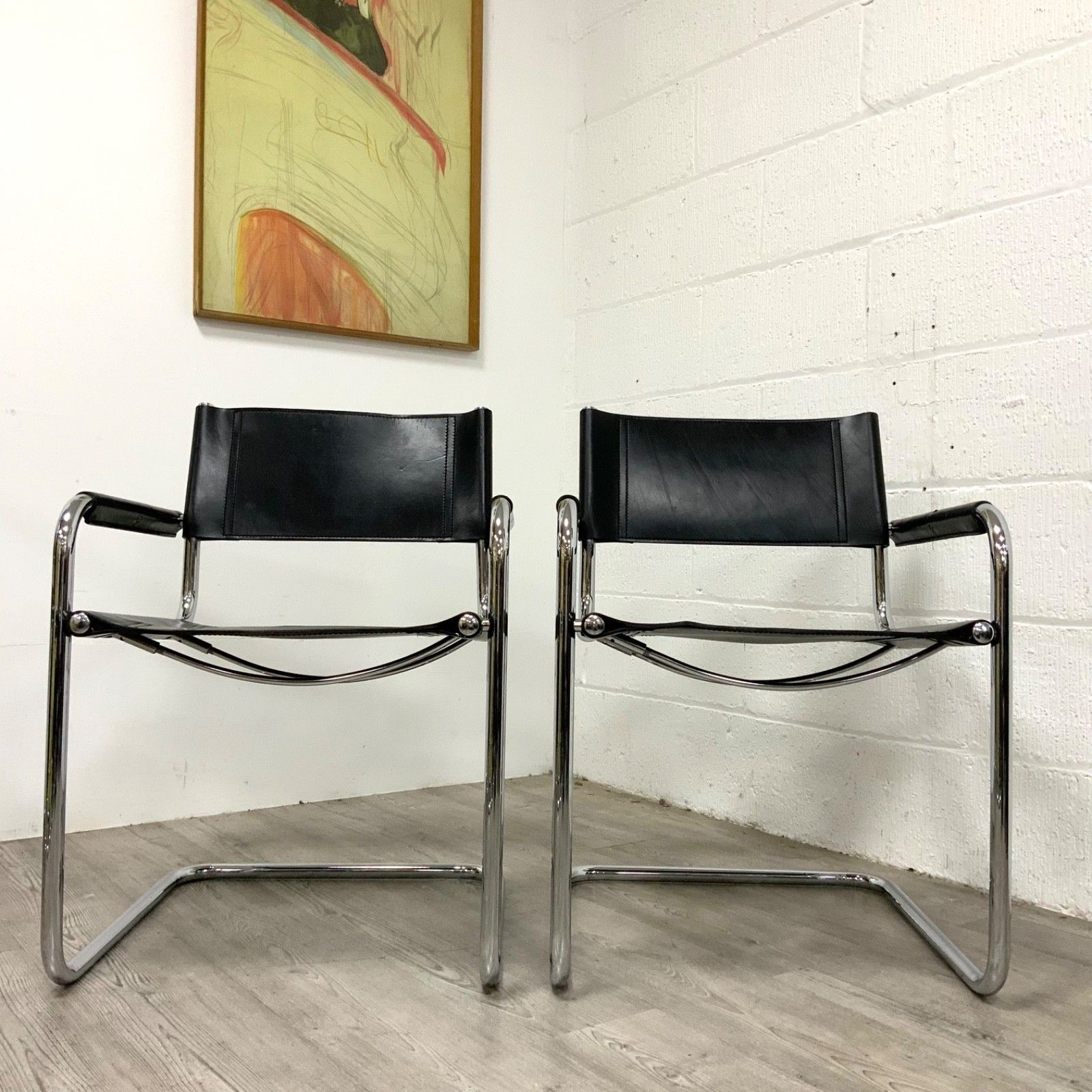 A Pair Of Original Fasem S34 Mart Stam Marcel Breuer Dining Office Chair  Dated 1986 photo Furniture