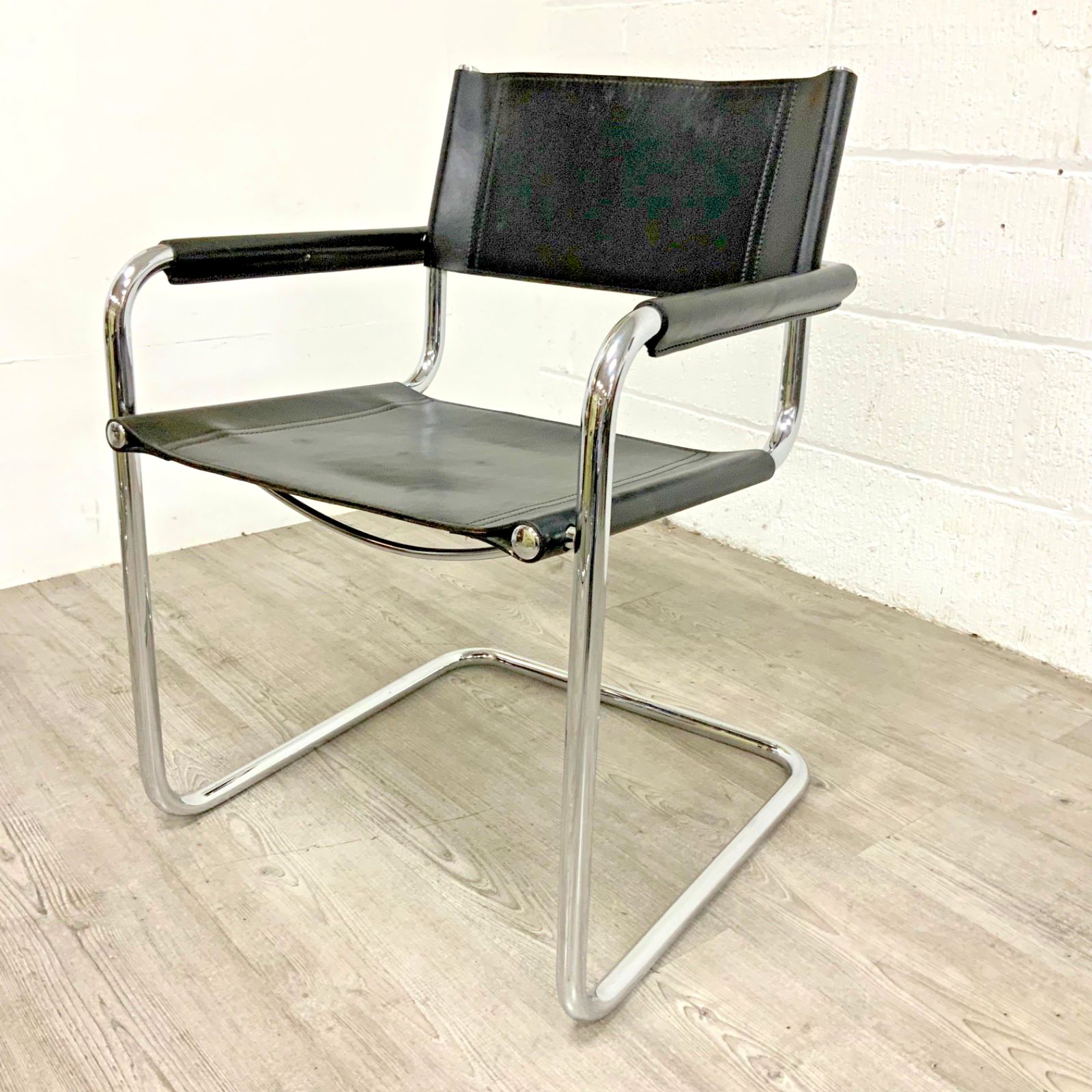 A Pair Of Original Fasem S34 Mart Stam Marcel Breuer Dining Office Chair  Dated 1986 photo vintage
