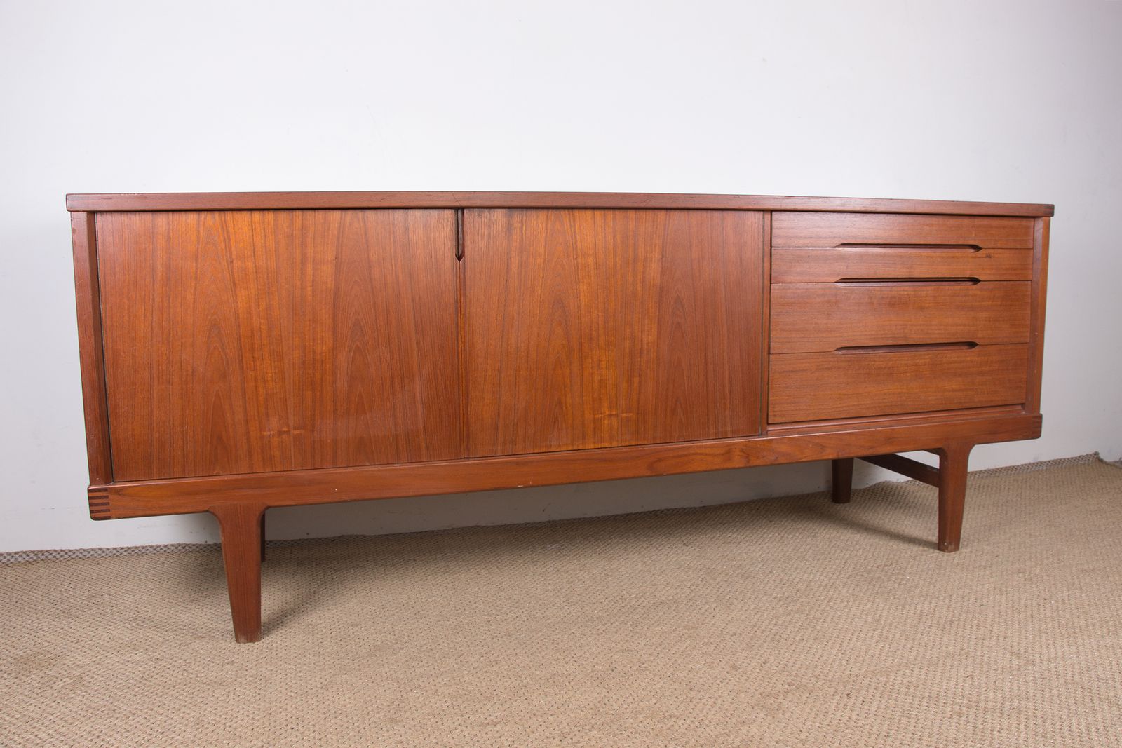 Danish Brutalist Style Sideboard In Solid Teak By Henning Kjaernulf For Vejle Stole 1960. photo vintage