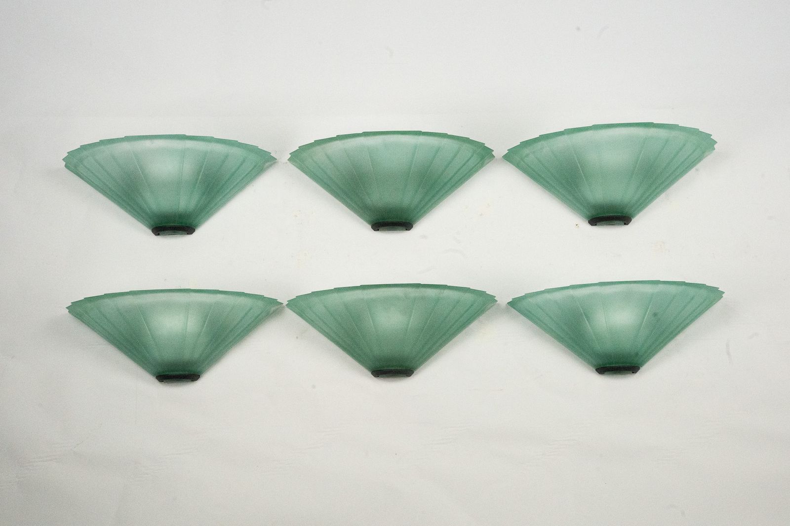 Set Of Six De Majo Sconces In Thick Green Murano Glass. Italy 1980s photo furniture