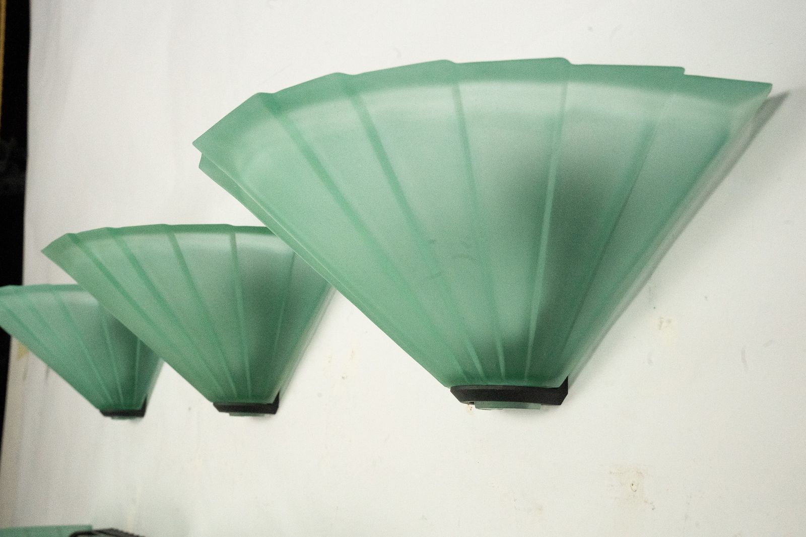 Set Of Six De Majo Sconces In Thick Green Murano Glass. Italy 1980s photo buy