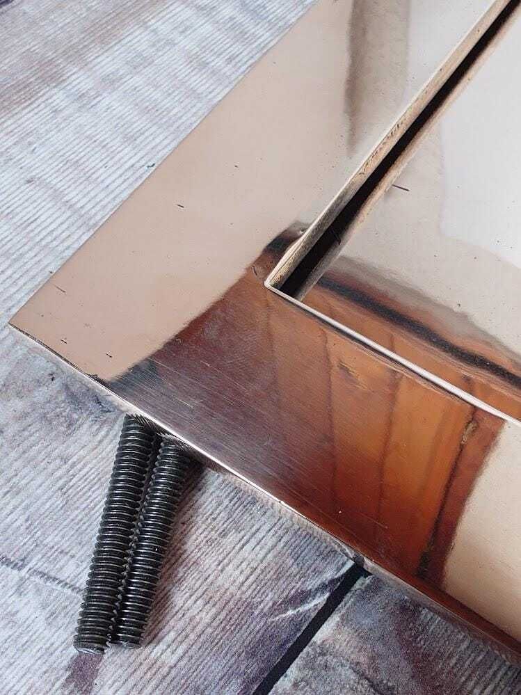 photo furniture Very Large Polished Brass Door Letter Box Slot, Heavy Rose Brass Door Mail Slot