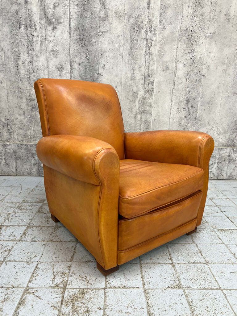 Individual Cognac Coloured Leather Club Chair Armchair photo Furniture