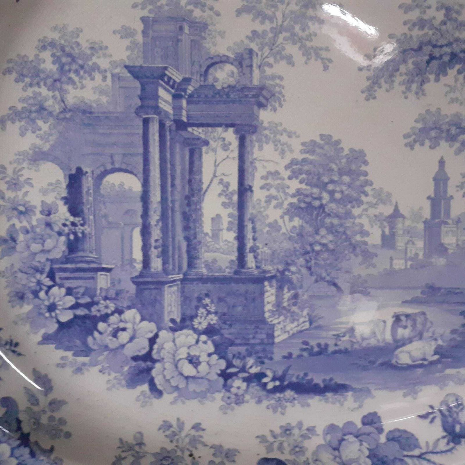 Early Victorian Blue And White Platter   John Rogers & Sons   "Athens" Pattern C1830 photo furniture