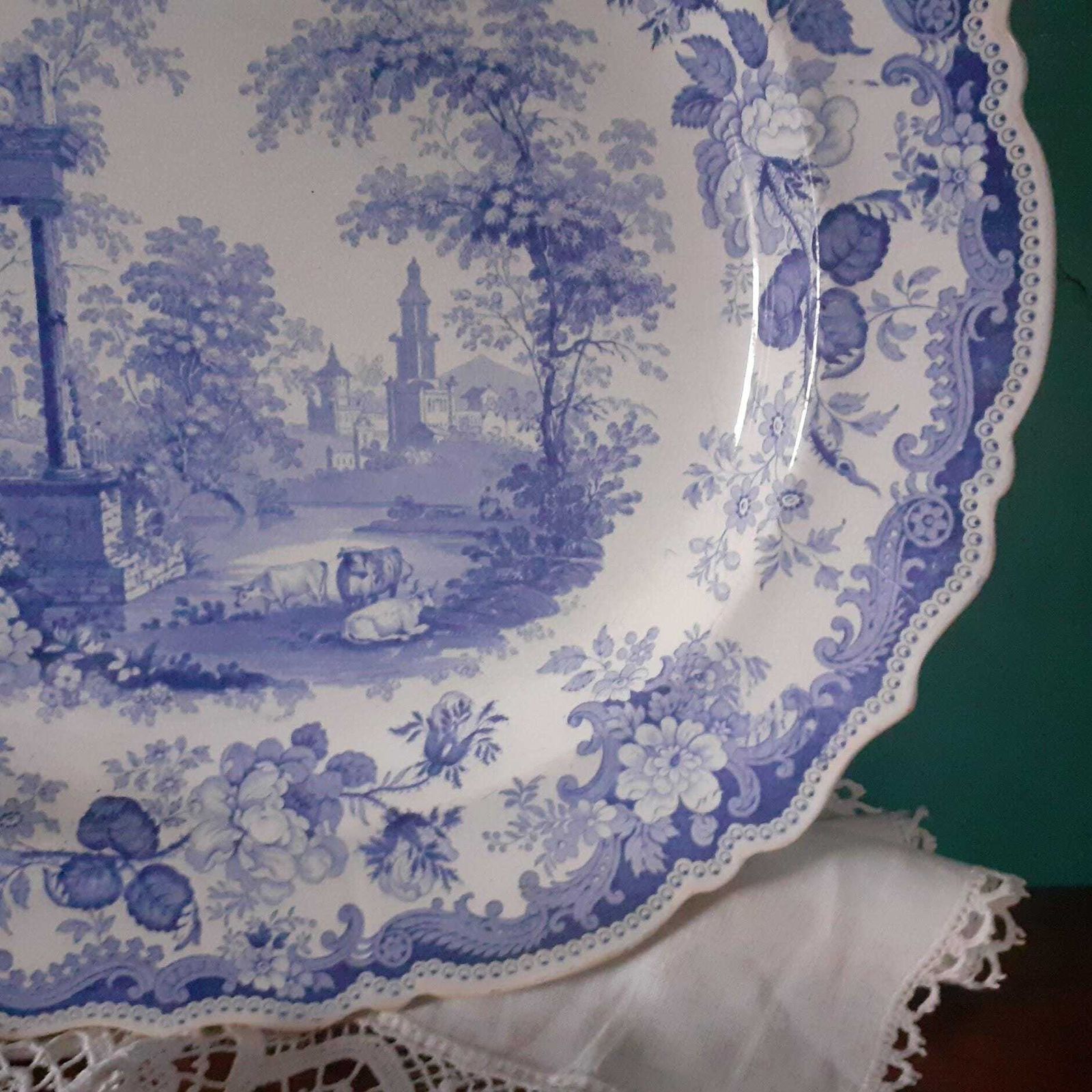 Early Victorian Blue And White Platter   John Rogers & Sons   "Athens" Pattern C1830 photo vinterior