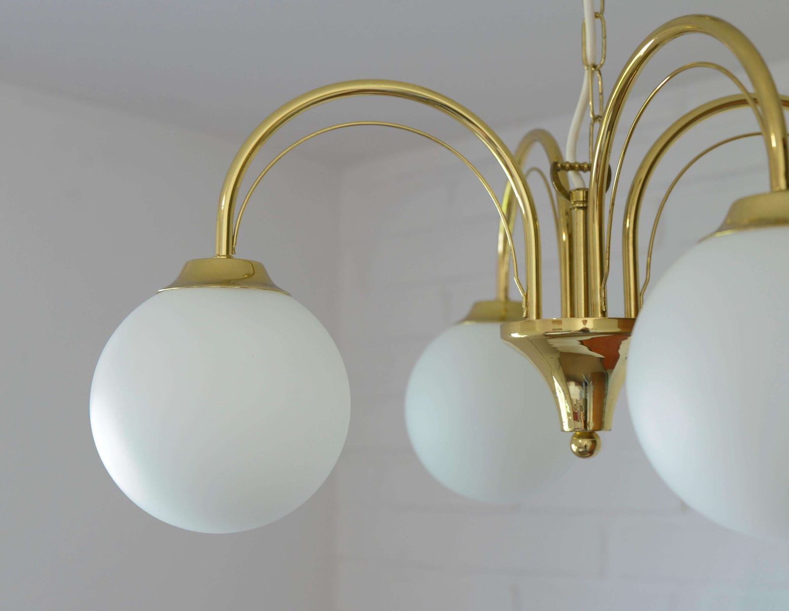 Elegant Gold Vintage Chandelier Mid Century Hollywood Regency Hanging Lamp photo buy