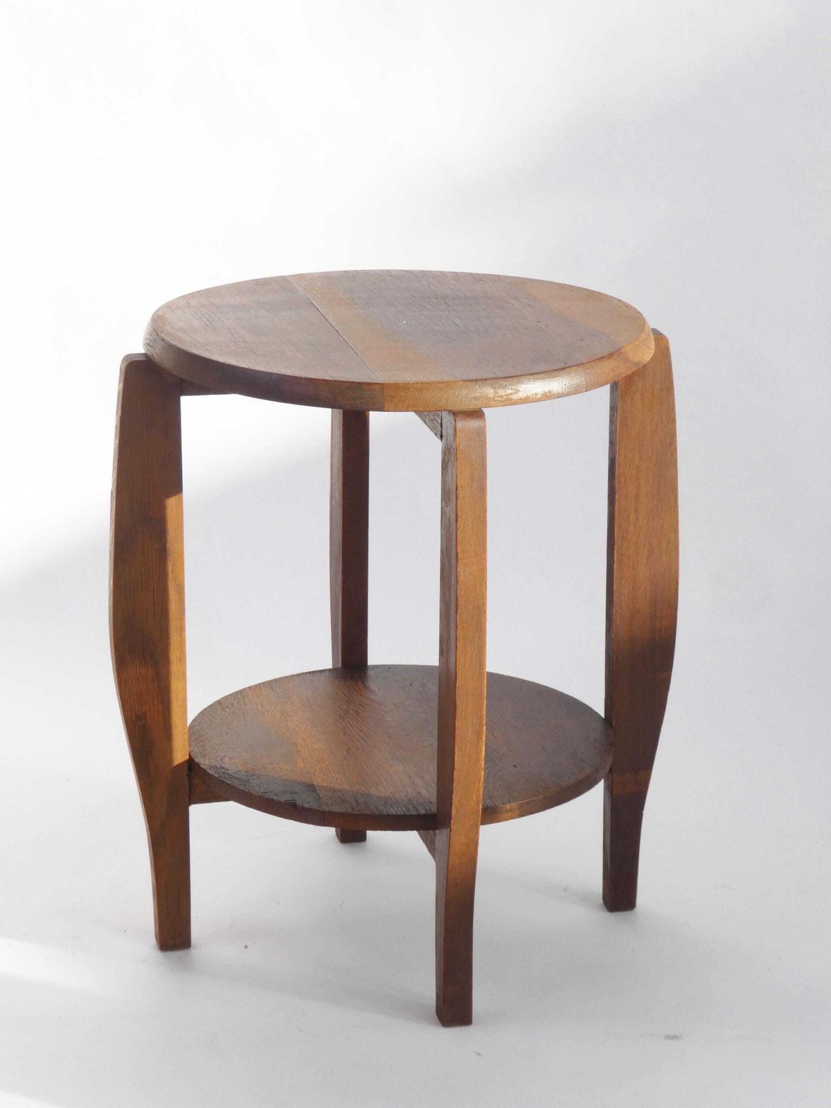 Antique Art Deco Two Tiered Oak Side Table, Amsterdam School Plant Stand photo 361.0