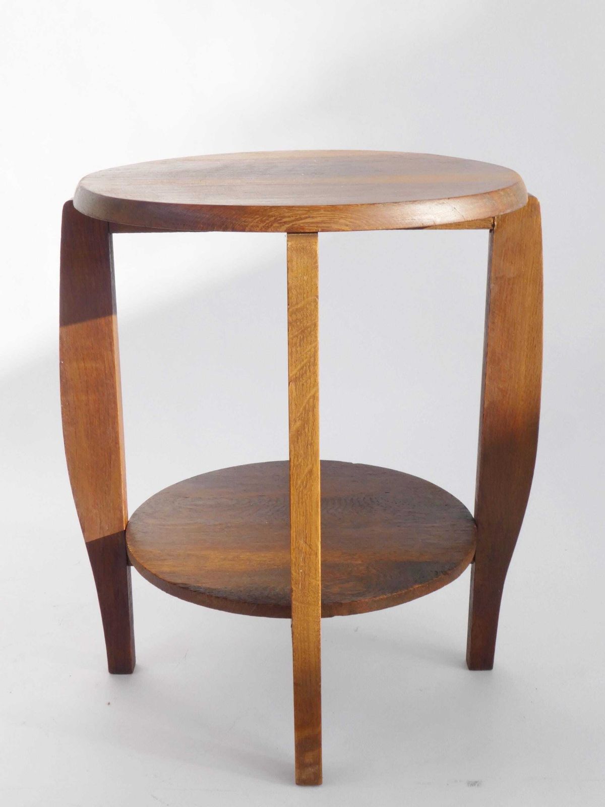 Antique Art Deco Two Tiered Oak Side Table, Amsterdam School Plant Stand photo vinterior