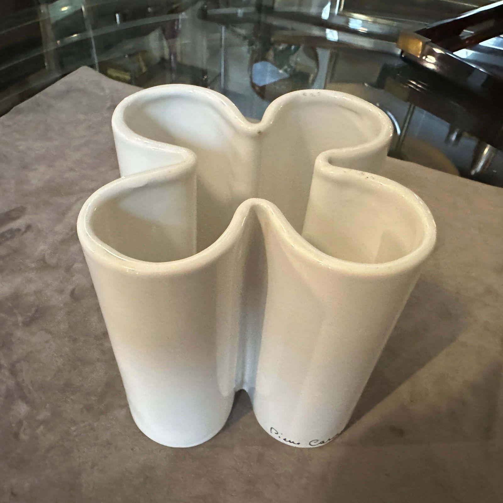 photo for sale 1970s Mid Century Modern White Ceramic Vase By Pierre Cardin