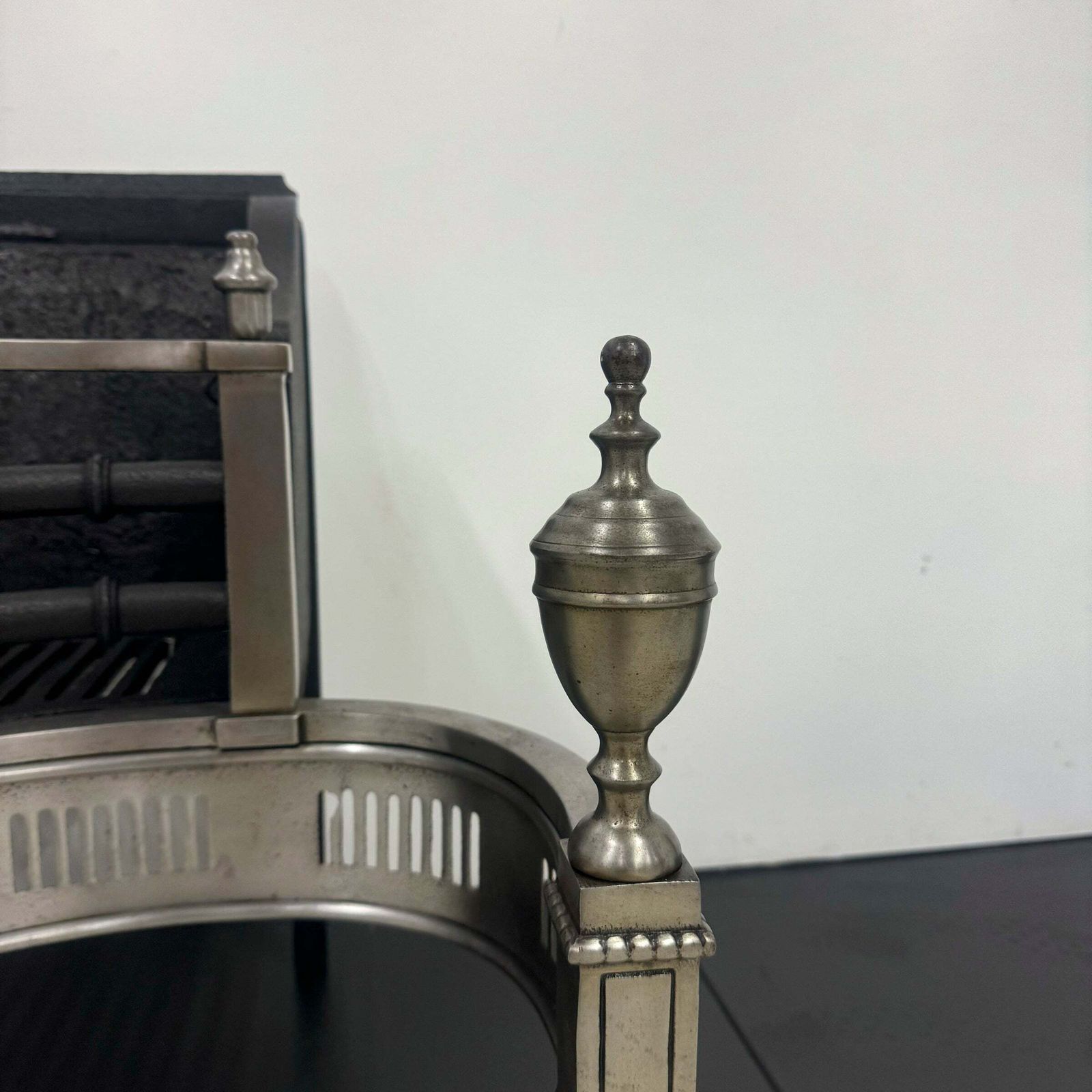 Neoclassical Cast Iron And Polished Steel Firebasket photo vinterior