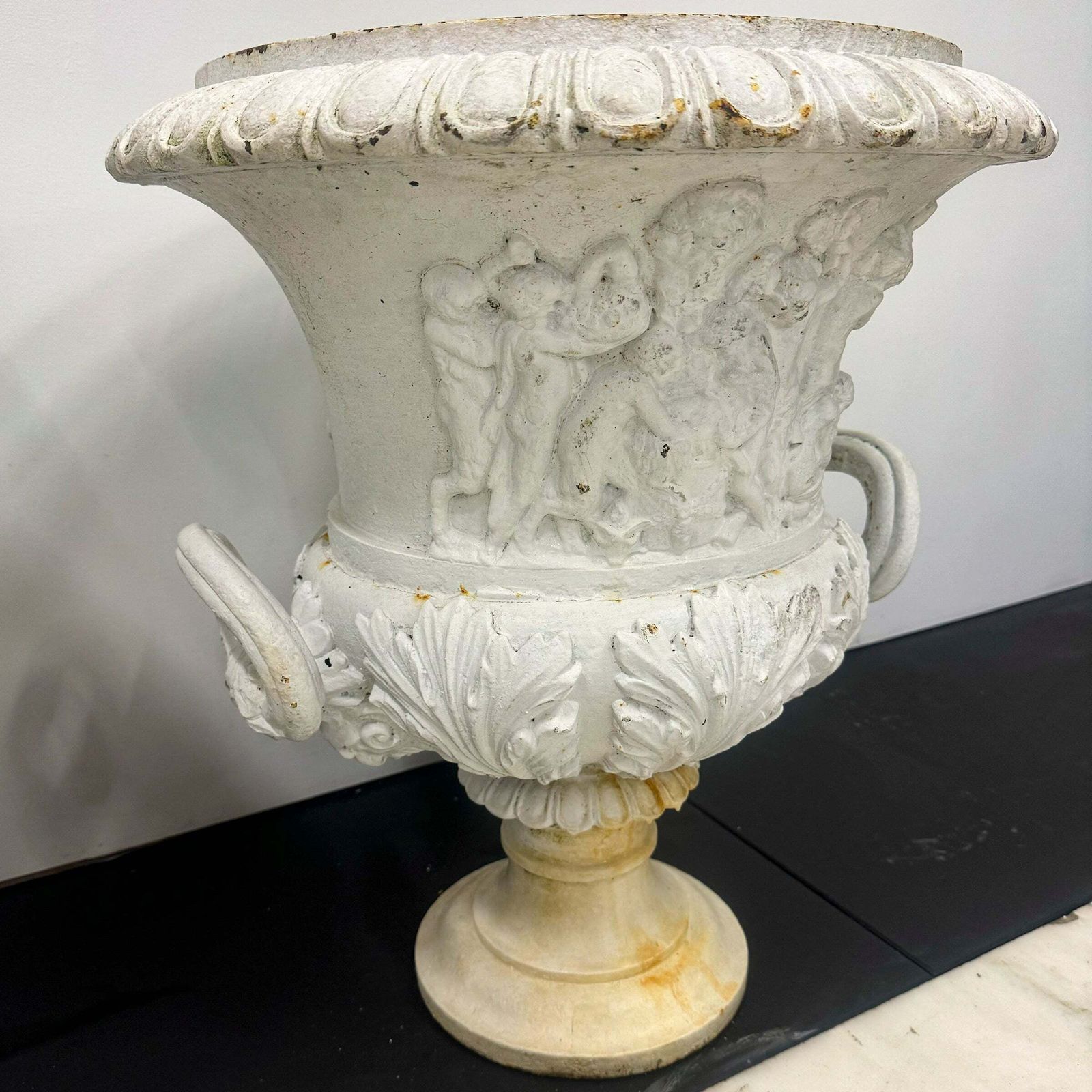 Pair Of Antique Campaign Cast Iron Urns photo furniture