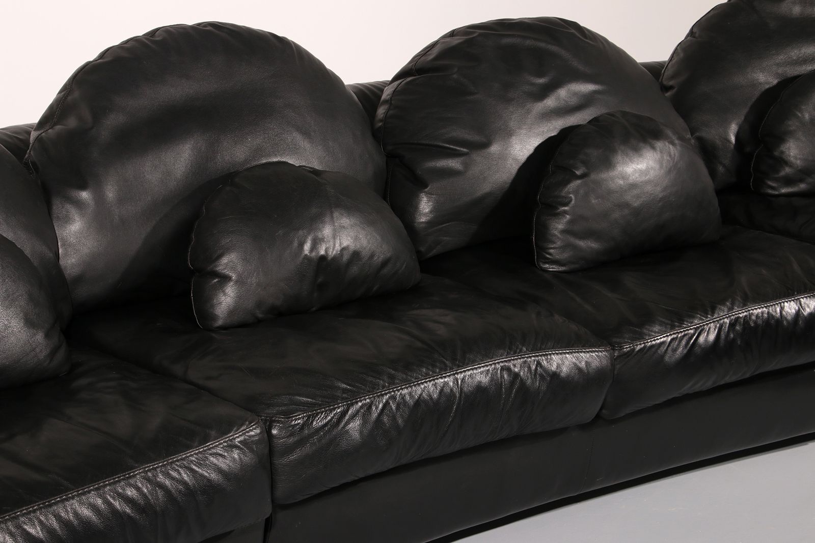 Organically Shaped Post Modern Sectional Sofa In Black Leather photo 11500.0