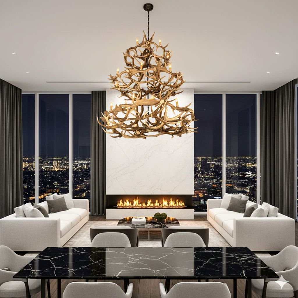 Vintage 3 Tier Antler Chandelier  Delivery Available 0252.