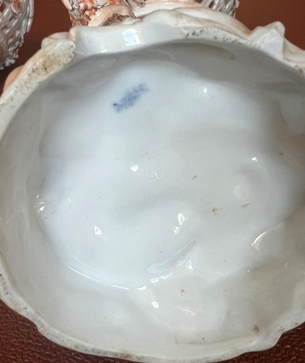 Good Quality Pair Of Porcelain Centre Pieces photo vintage