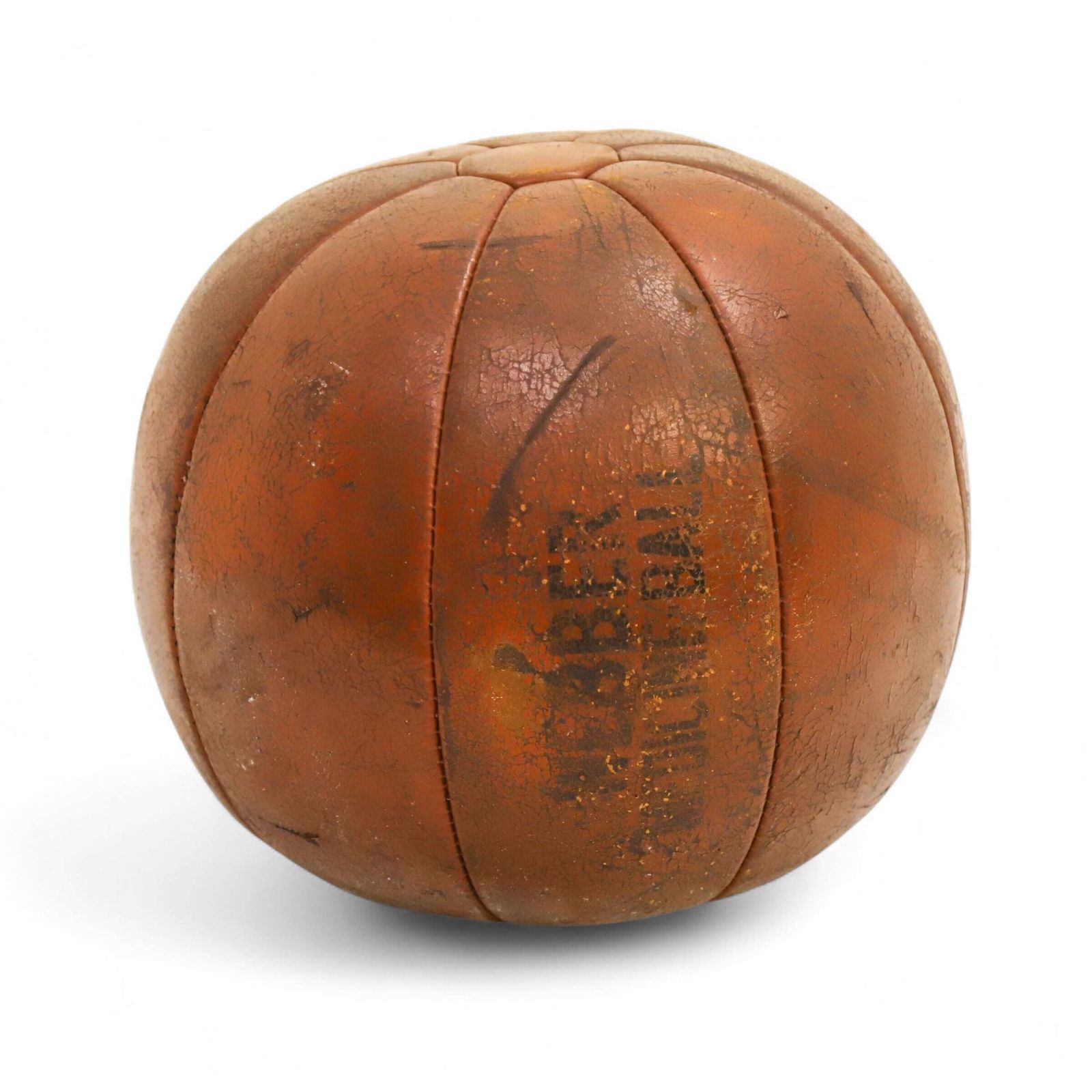 Interwar Period Vintage Leather Webber Medicine Ball Sand Filled/Stitched Panels