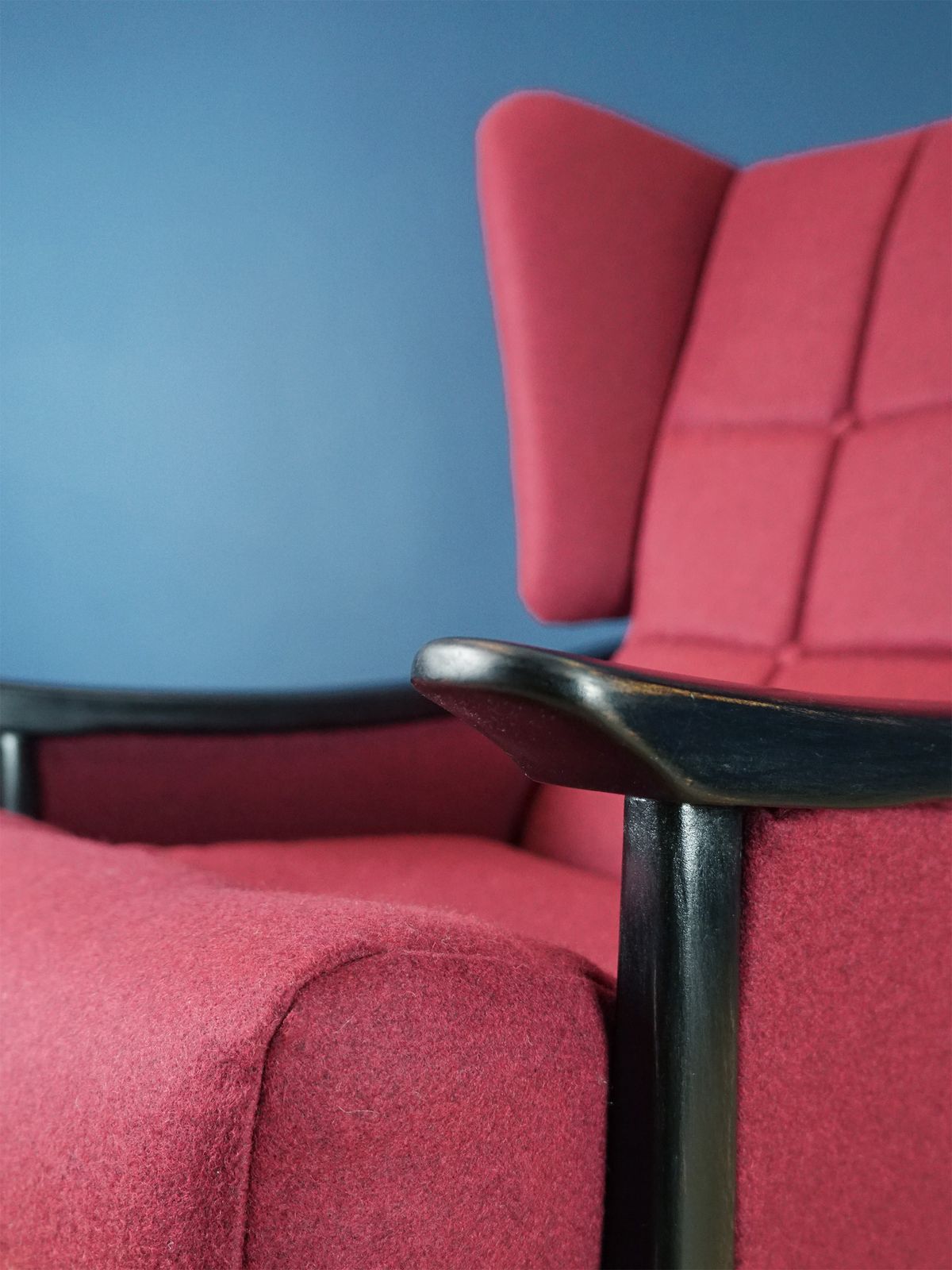 1960s Restored Wingback Chair In Pure Abbotsford Wool – One Of A Kind photo for sale