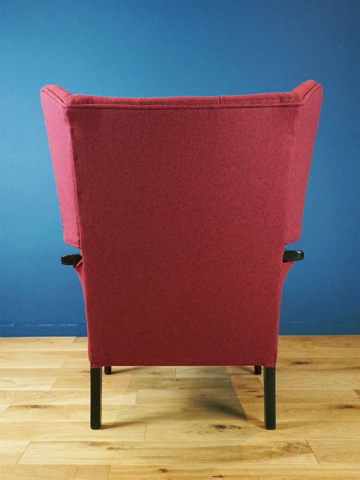 1960s Restored Wingback Chair In Pure Abbotsford Wool – One Of A Kind photo 695.0