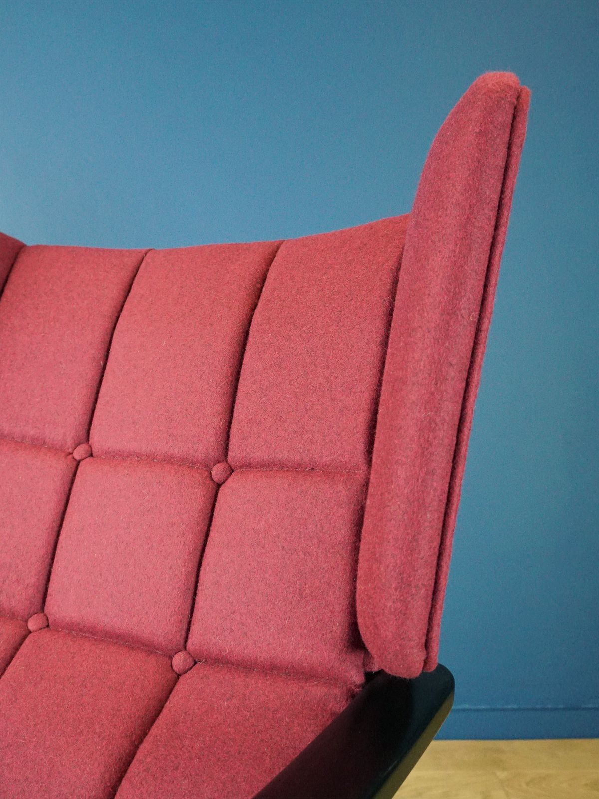 1960s Restored Wingback Chair In Pure Abbotsford Wool – One Of A Kind photo vinterior