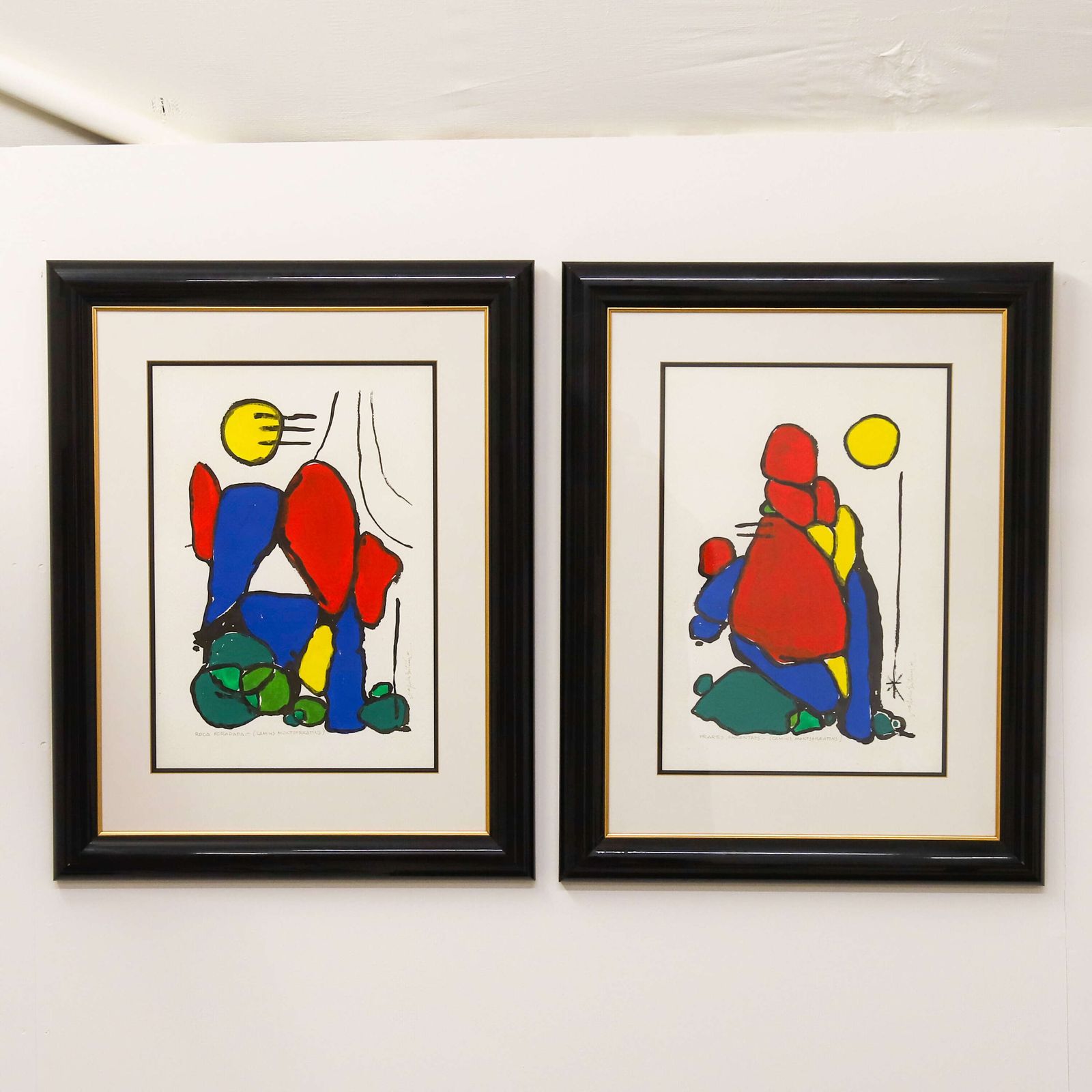 Pair Of Contemporary Spanish Paintings In The Style Of Joan Miro photo furniture