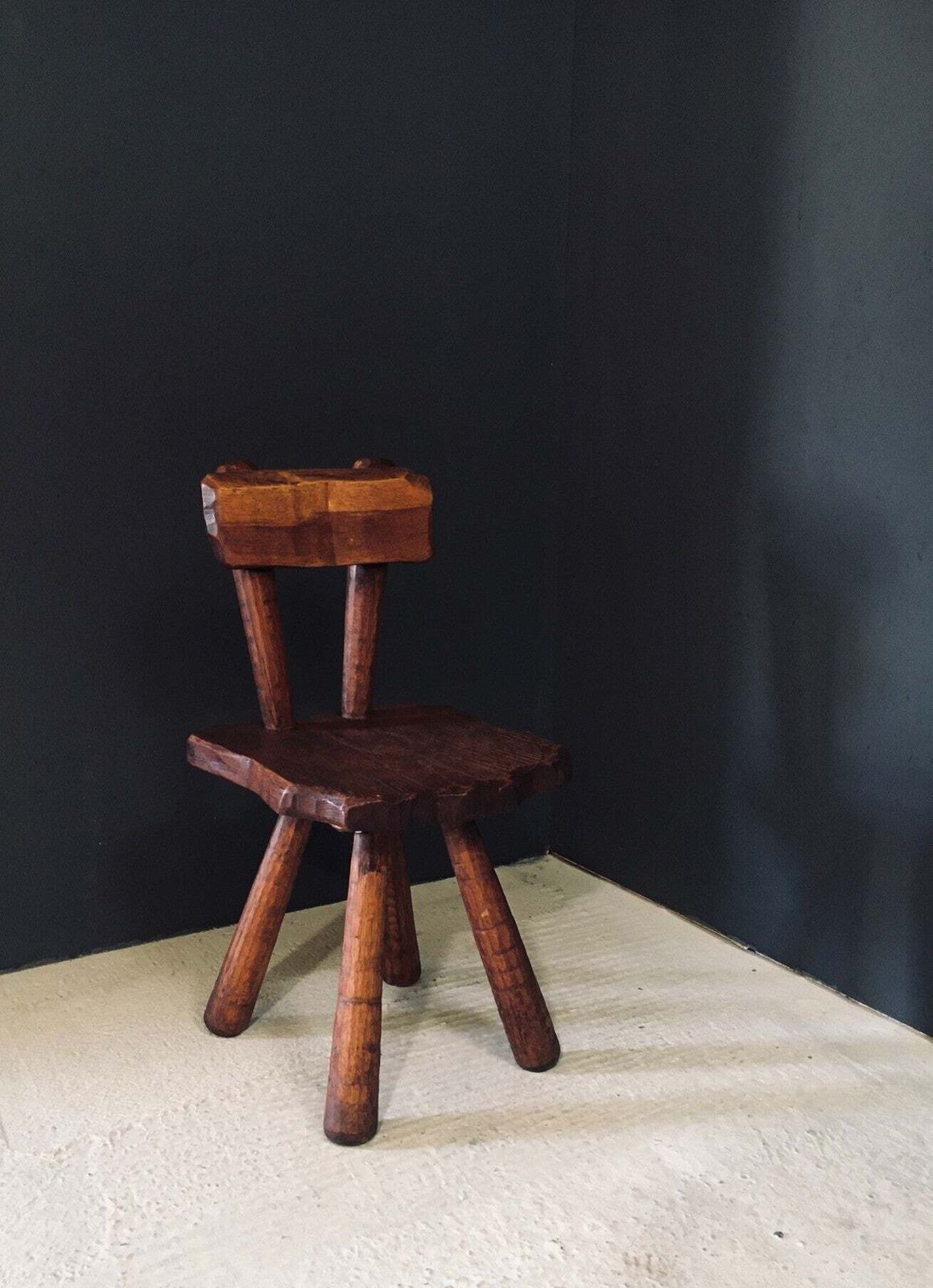 Hand Carved Oak Rustic Alpine Chair, France 1920's photo 900.0