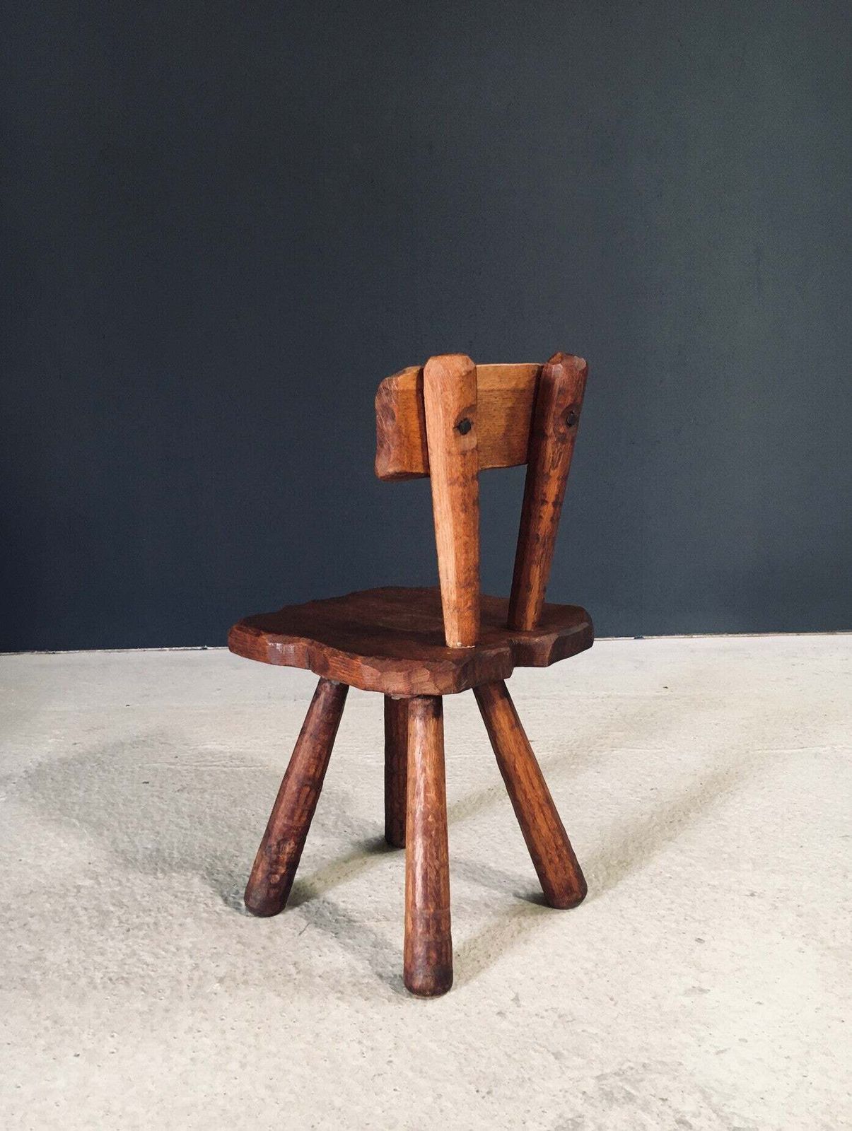 Hand Carved Oak Rustic Alpine Chair, France 1920's photo buy