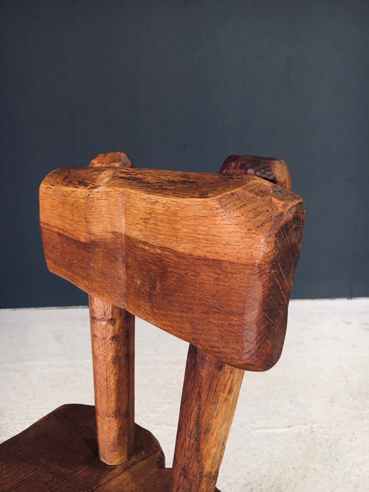 900.0 Hand Carved Oak Rustic Alpine Chair, France 1920's photo
