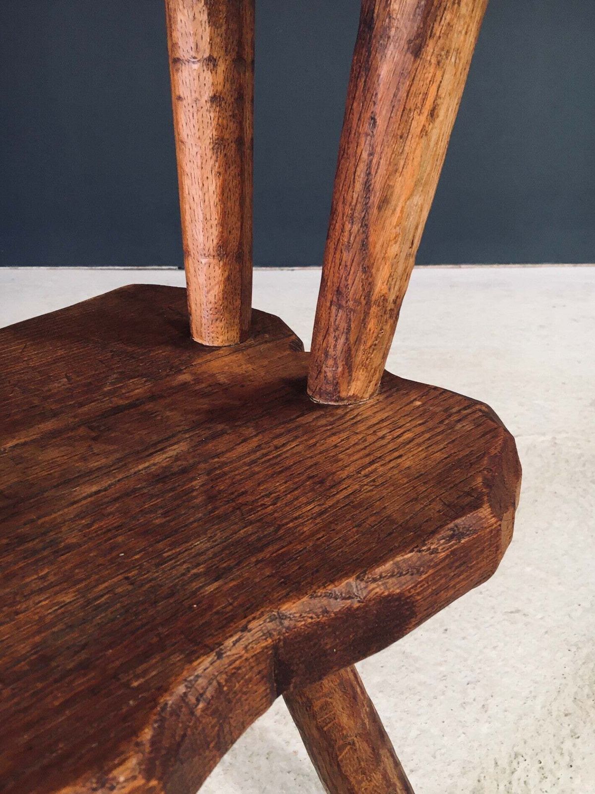 photo vinterior Hand Carved Oak Rustic Alpine Chair, France 1920's