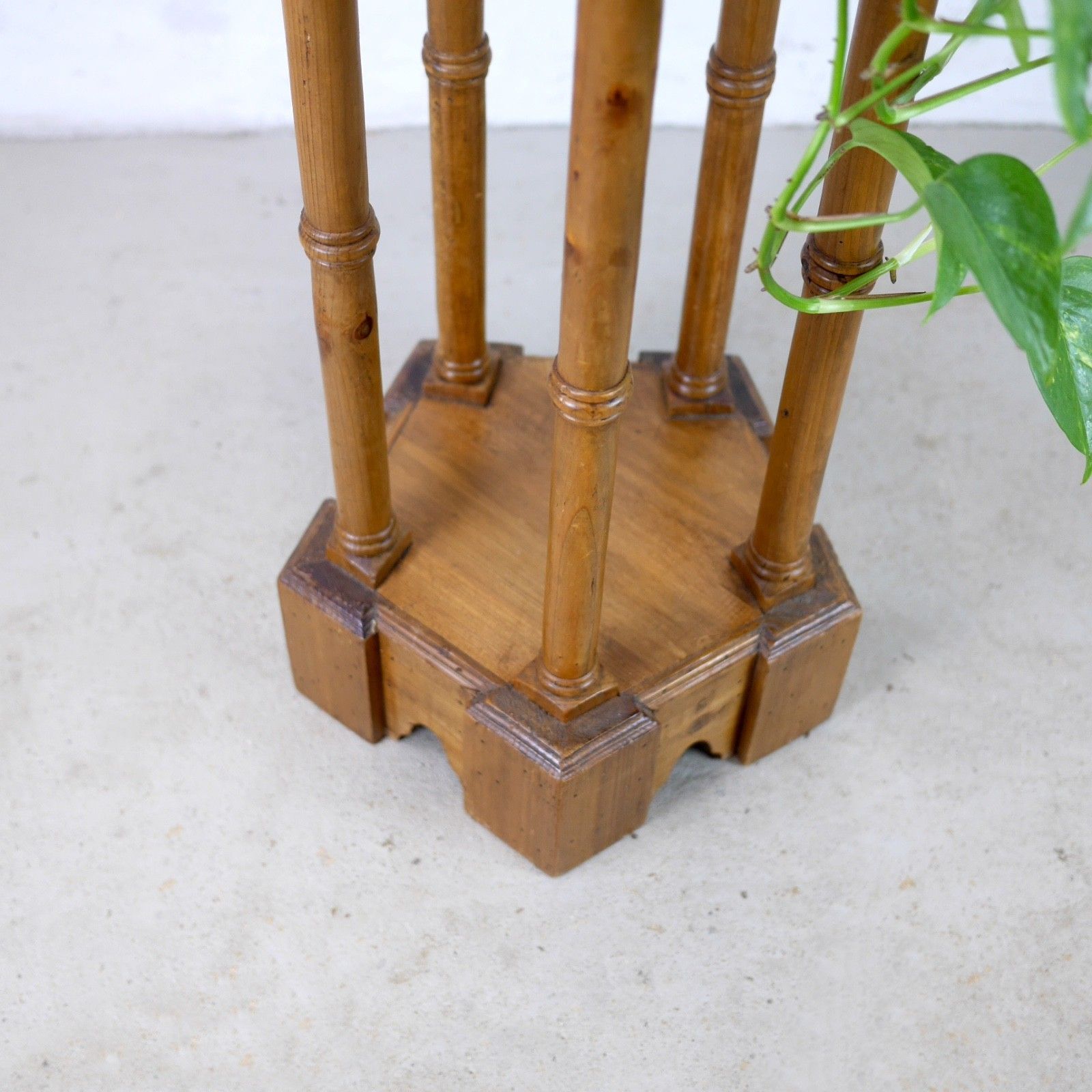 Tall Gothic Church Antique Pine Lamp Plant Columns Pedestal Stand  #102991 photo Home Decor
