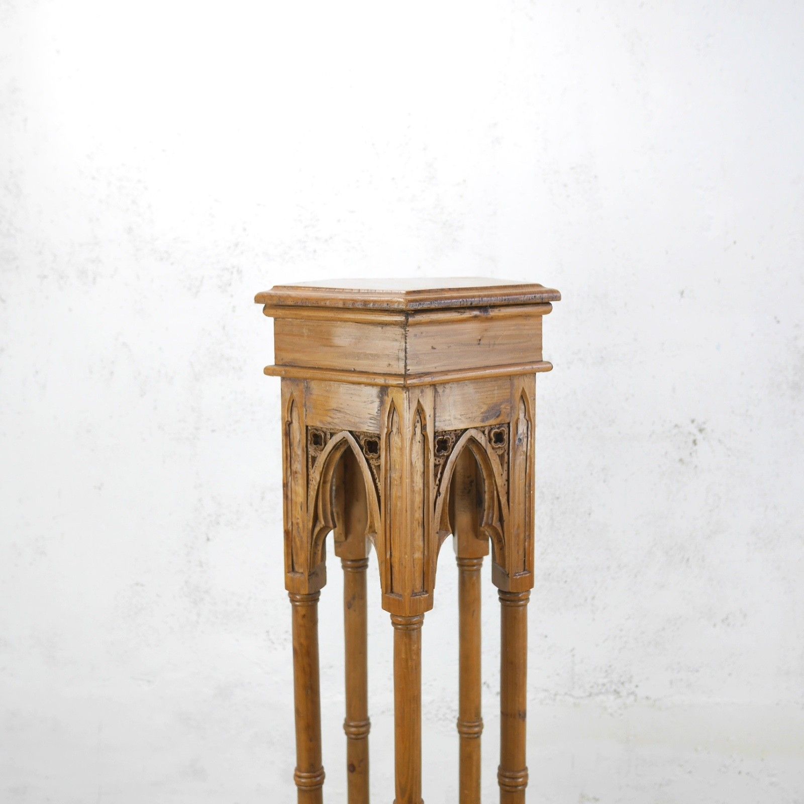 photo furniture Tall Gothic Church Antique Pine Lamp Plant Columns Pedestal Stand  #102991
