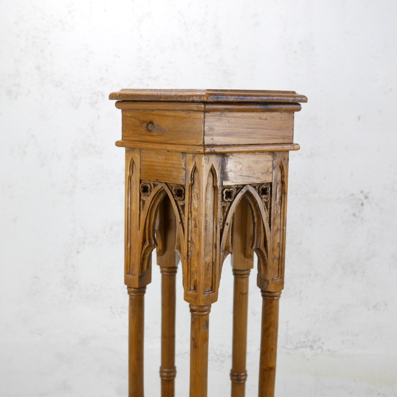 Home Decor Tall Gothic Church Antique Pine Lamp Plant Columns Pedestal Stand  #102991 photo
