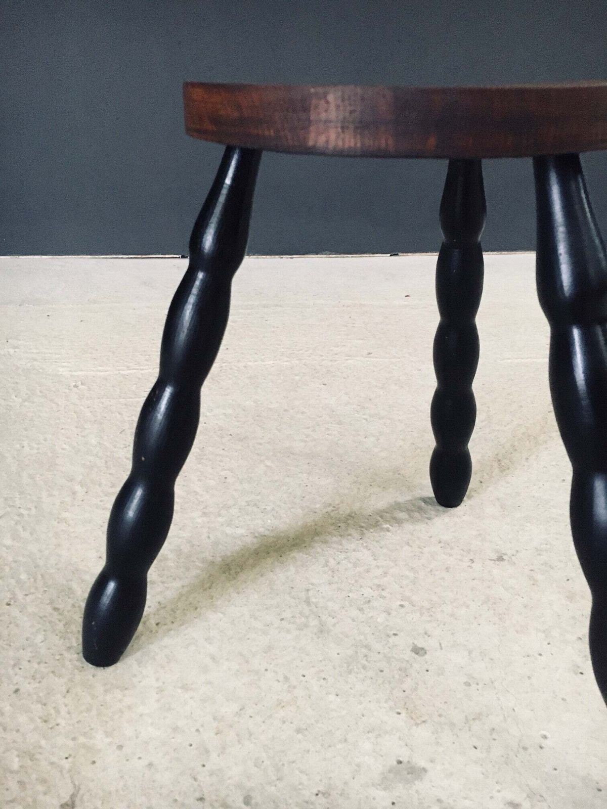 Furniture 1940's French Design Bobbin Tripod Stool photo