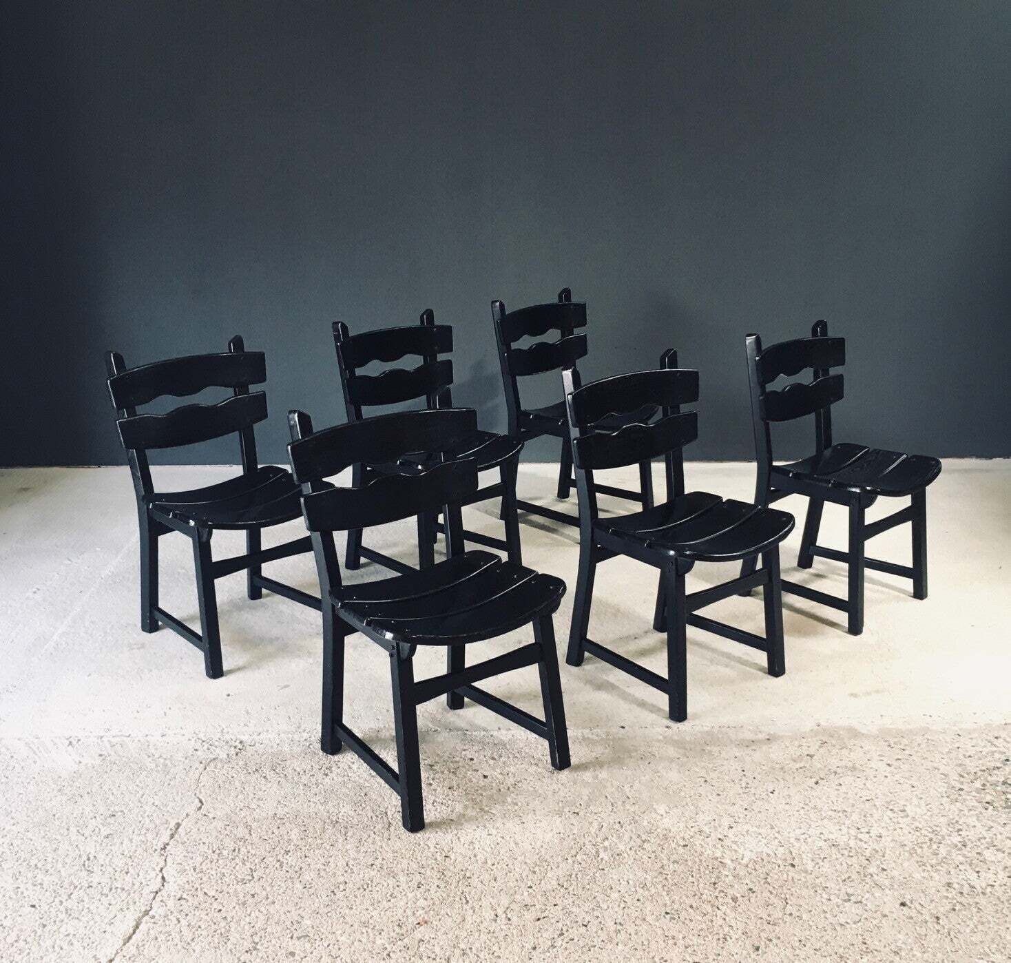 Brutalist Design Dining Chairs By Dittmann For Awa Radbound, Netherlands 1970's photo furniture