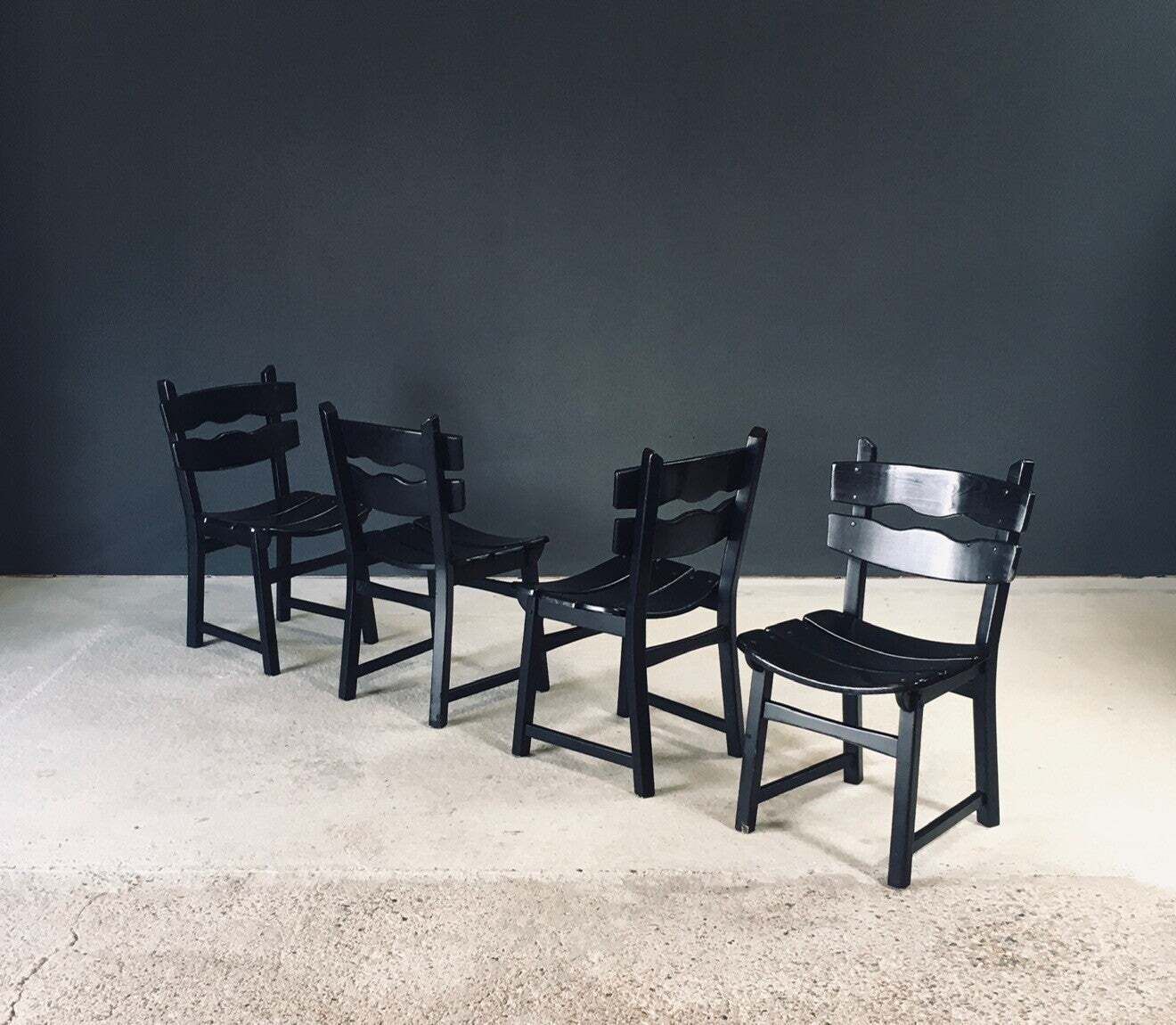 photo vinterior Brutalist Design Dining Chairs By Dittmann For Awa Radbound, Netherlands 1970's