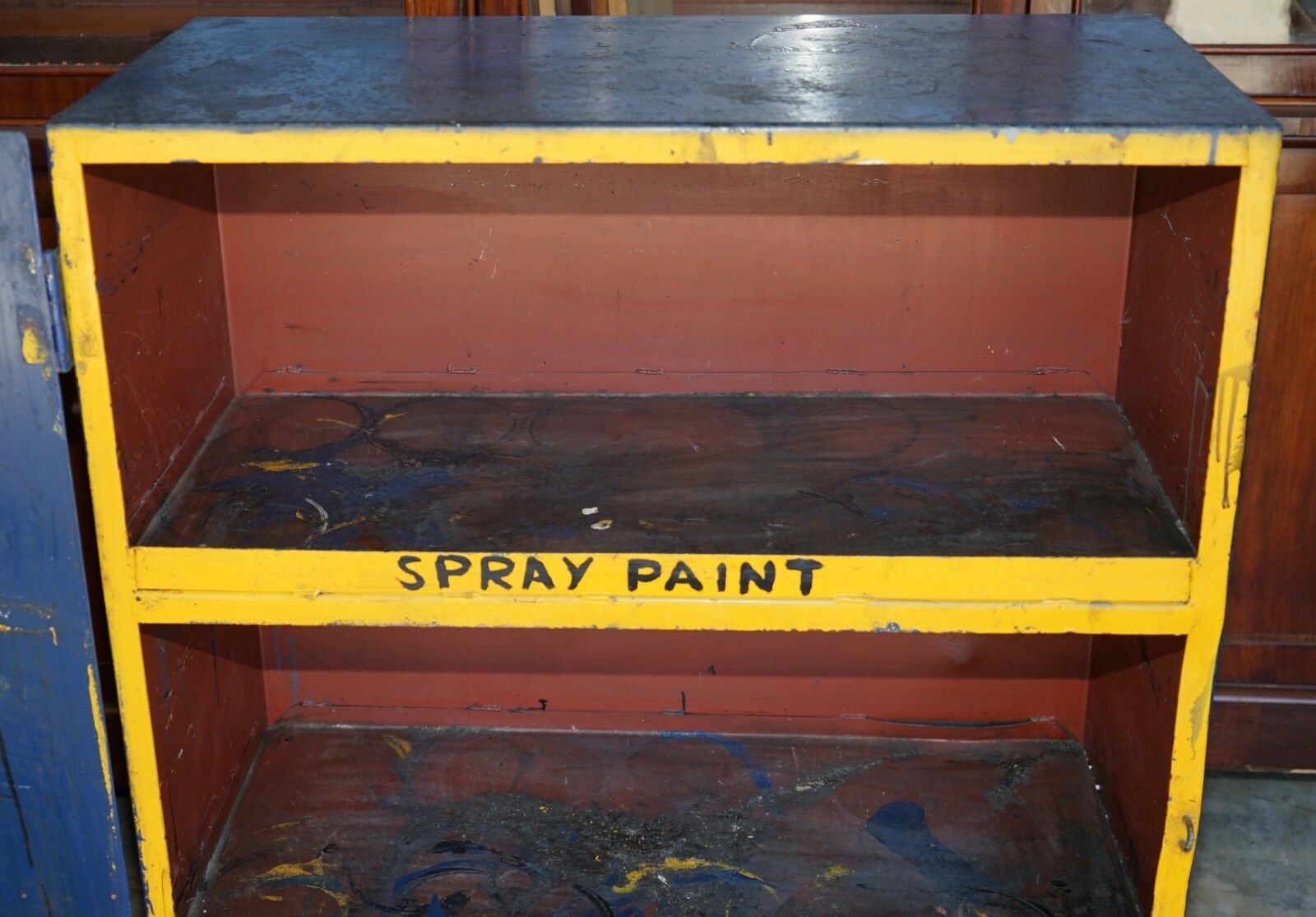 Industrial Steel Large Circa 1950's Metal Workers Paint Cupboard Very Rare Find photo vintage