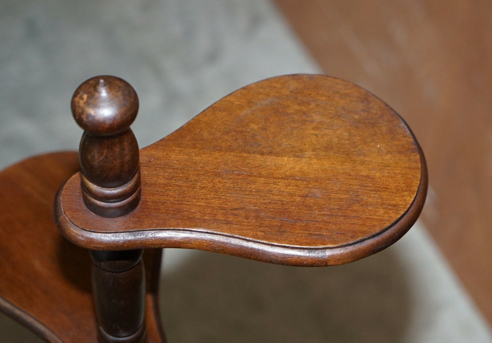 Pair Of Hardwood Whatnot Adjustable Side End Tables Cake Stands Display Stands photo vintage