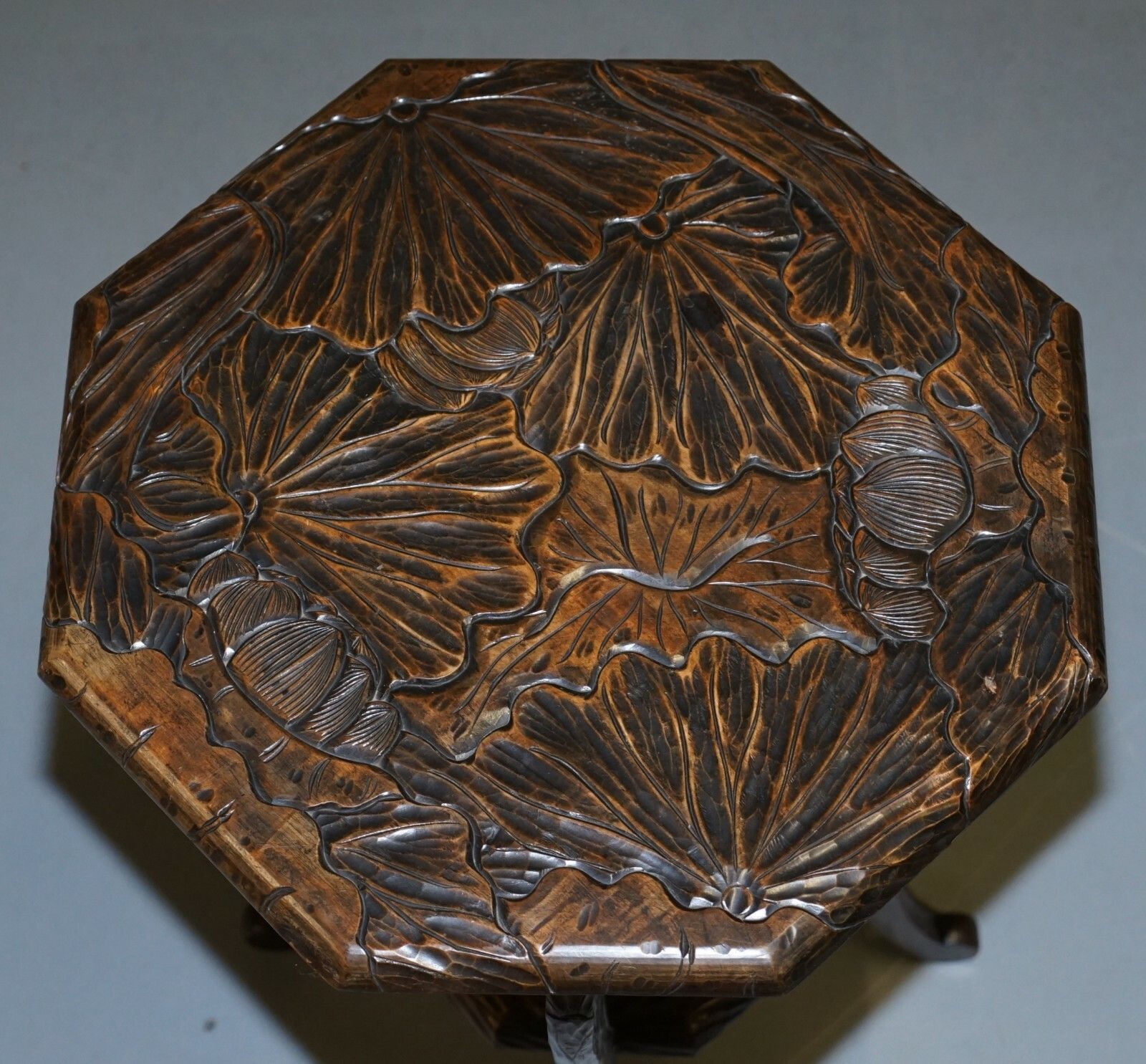 Large 1905 Liberty's London Japanese Carved Side End Lamp Wine Table Jardiniere photo Furniture