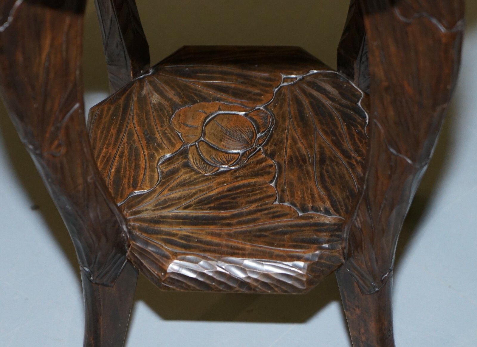 Large 1905 Liberty's London Japanese Carved Side End Lamp Wine Table Jardiniere photo buy