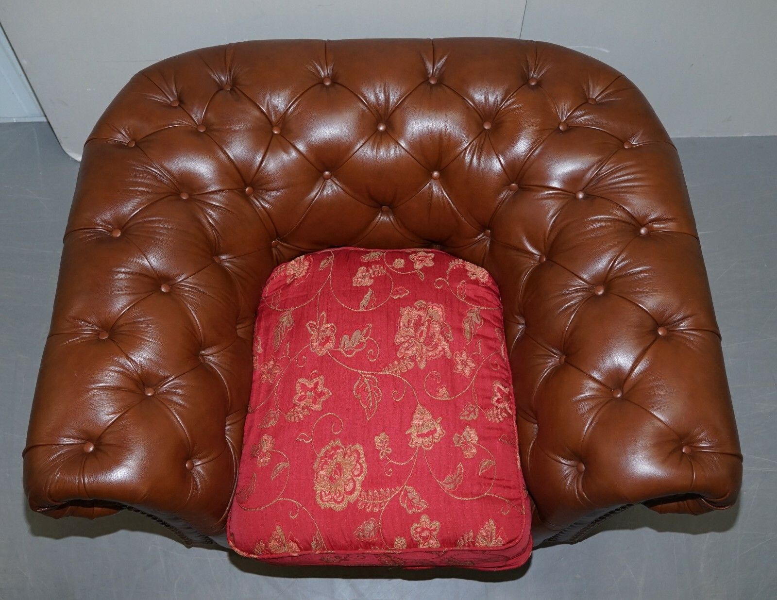 Tetrad Made In England Brown Leather Chesterfield Armchair Part Of Full Suite photo 500.0