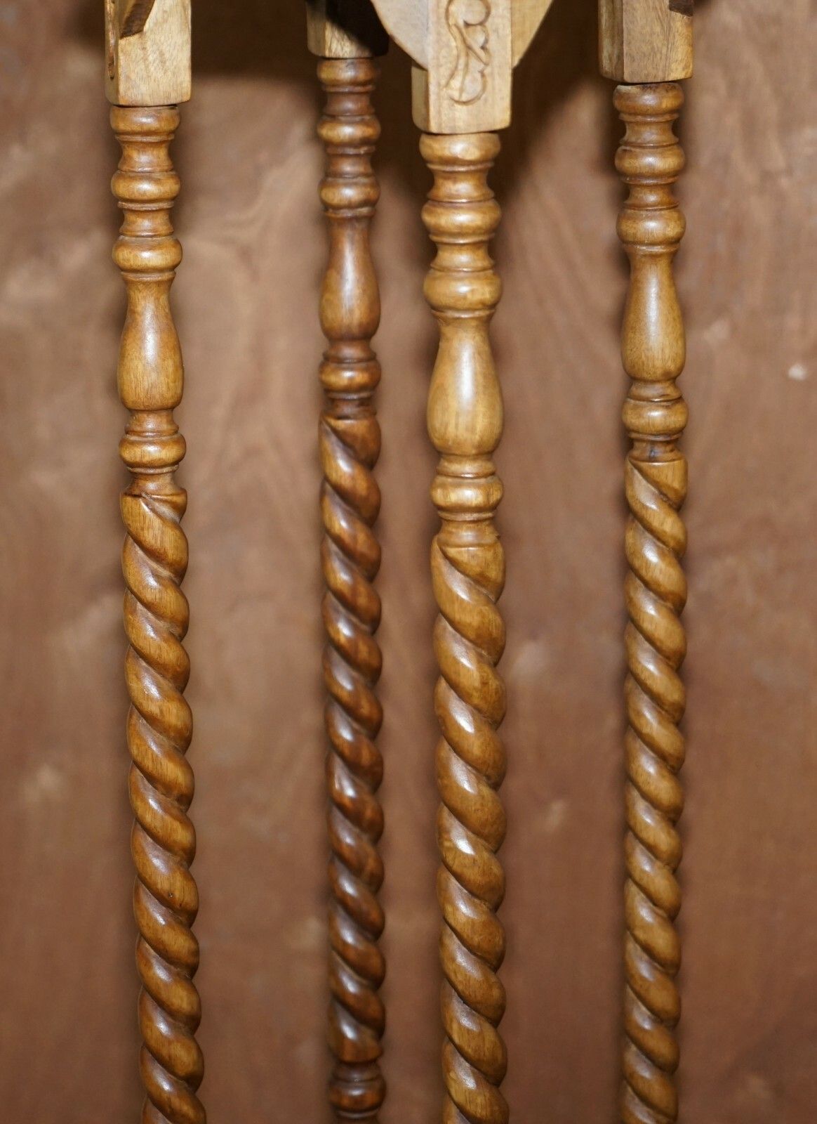 Edwardian Barley Twist Legs Tall Plant Jardiniere Display Stand With Two Tiers photo vinterior