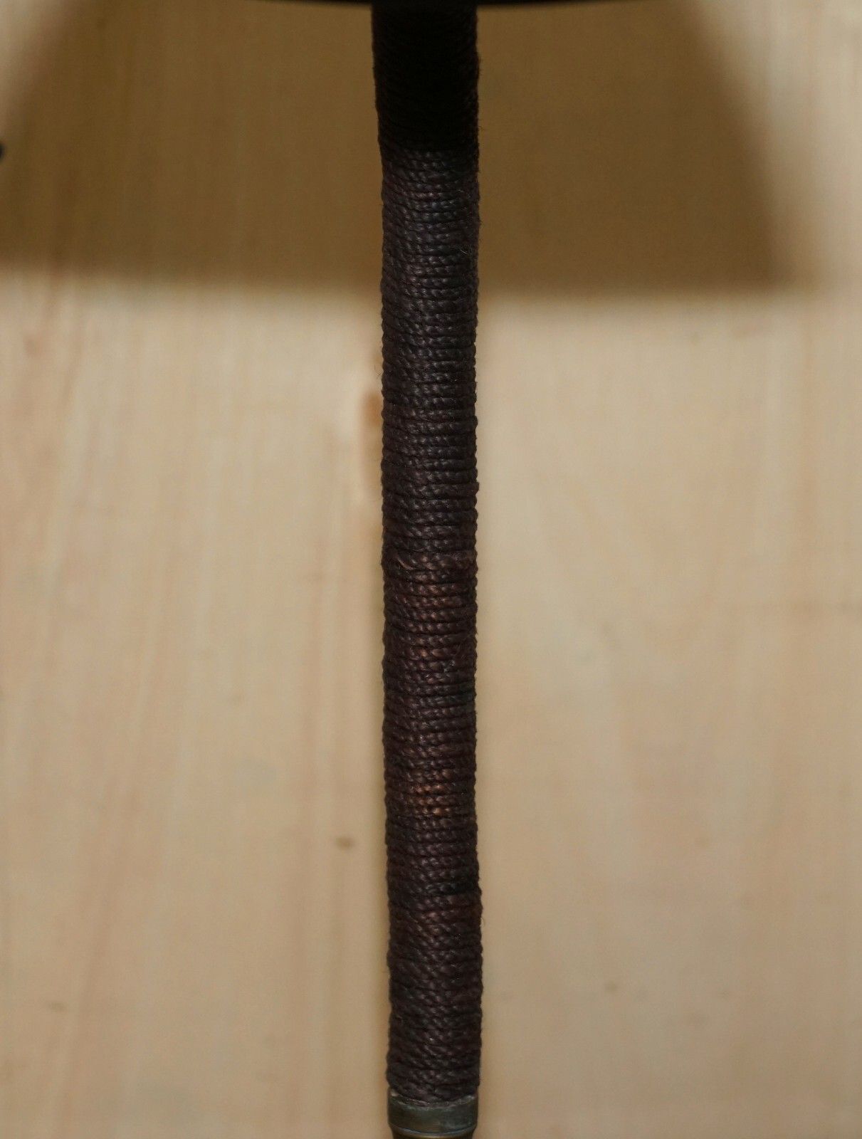 Stunning Antique Circa 1930's Art Deco Bankers Table Lamp Stitched Leather Rope photo 475.0